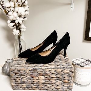 A New Day Gemma Black Faux Leather Pointed Toe Classic Black Heels Size 8